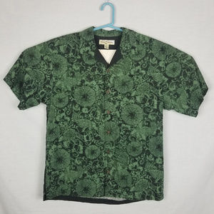 TOMMY BAHAMA Green Black Silk Embroidered KOI Fish